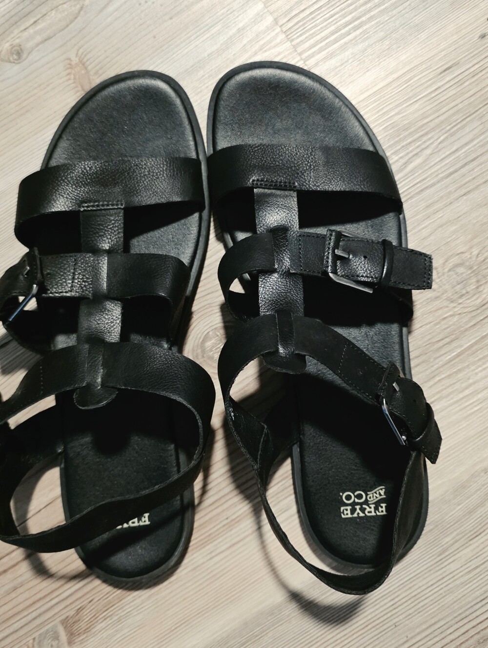 FRYE AND CO. Black Leather Triple-Strap Sandals Women Size 11-M